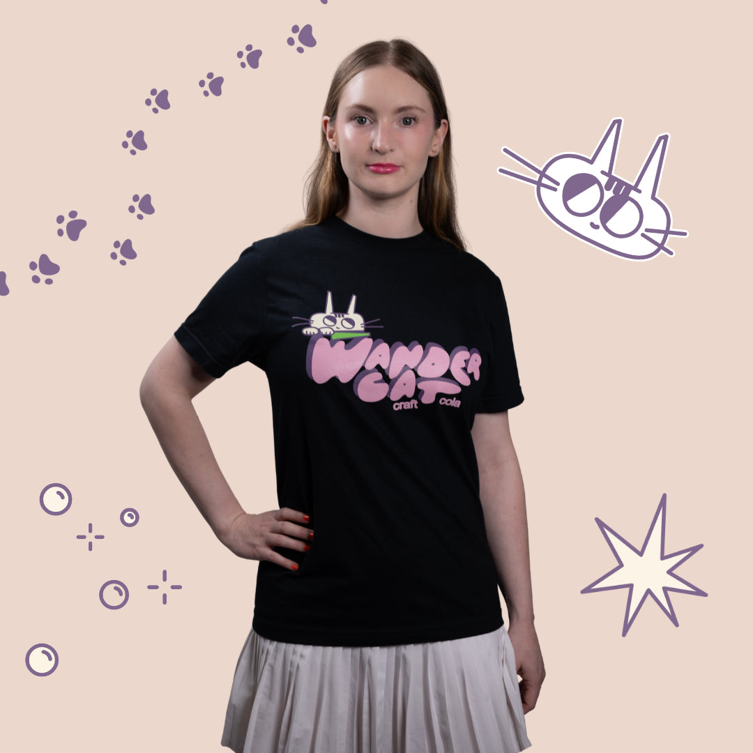 Wander Cat Cola Shirt - Black